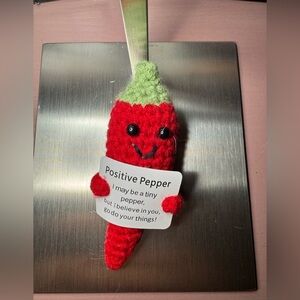Red and Green Crochet Positive Pepper